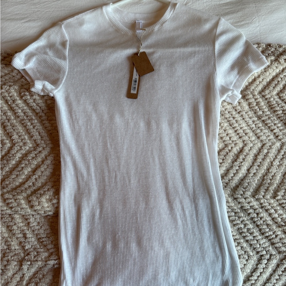 SKIMS White Ribbed Short Sleeve Tee